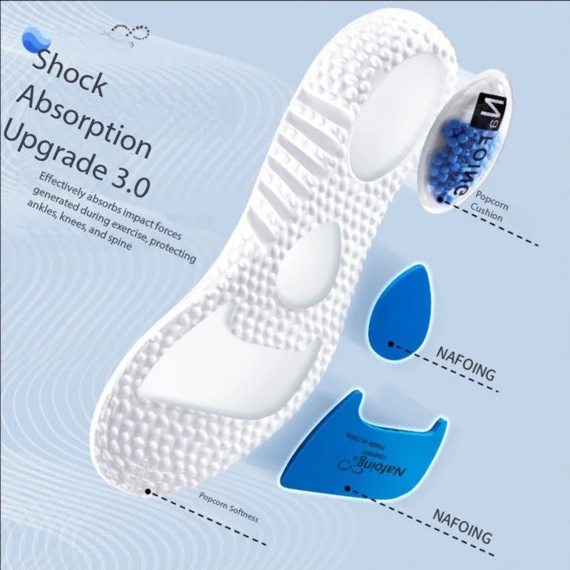 1Pair Upgrade Sports Shock Absorption Insole PU Memory Foam Breathable Arch Support Orthopedic Shoes Pad for Men Women Feet Care